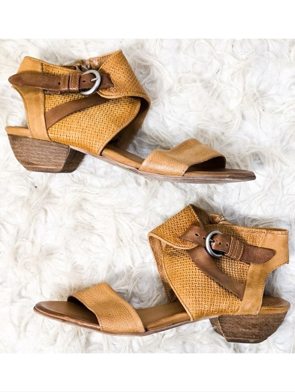 Miz Mooz Cheerful Leather Sandals Buckle Tan Boho Festival Brown Shoes Hippie